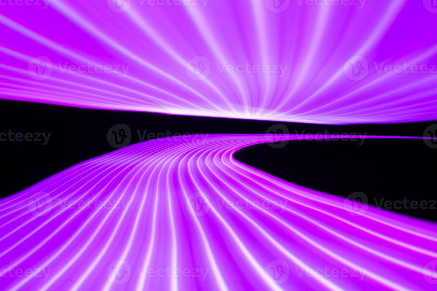 Abstract neon metallic pink curvy lines on black background. Technology data path. Vapor wave effect. photo