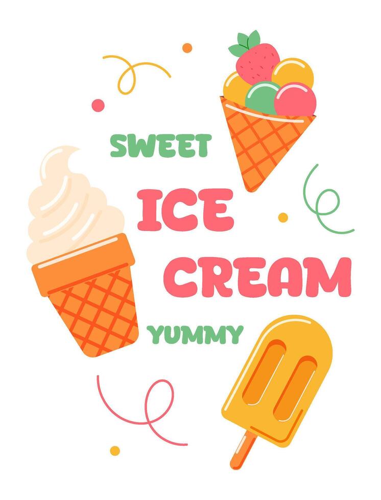 ice cream banner. illustration. summer vector