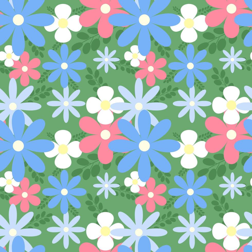 hand drawn flowers. seamless pattern with floral. pattern for fabric, textiles, clothing, wrapping paper, cover, banner, home decor, abstract backgrounds vector