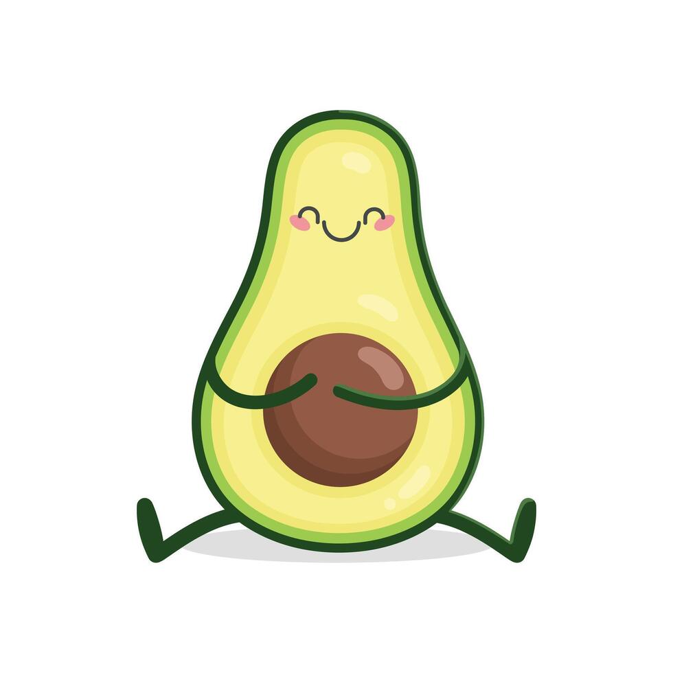 Cute cartoon Avocado character hugging himself. Self love, with love to yourself concept. illustration vector