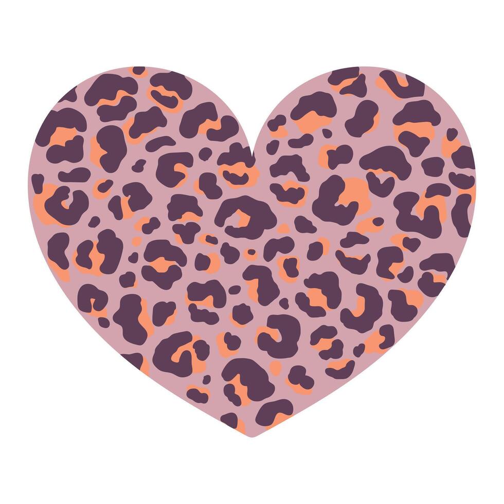 Heart with leopard print texture. Heart with animal pattern. Heart decoration. illustration vector