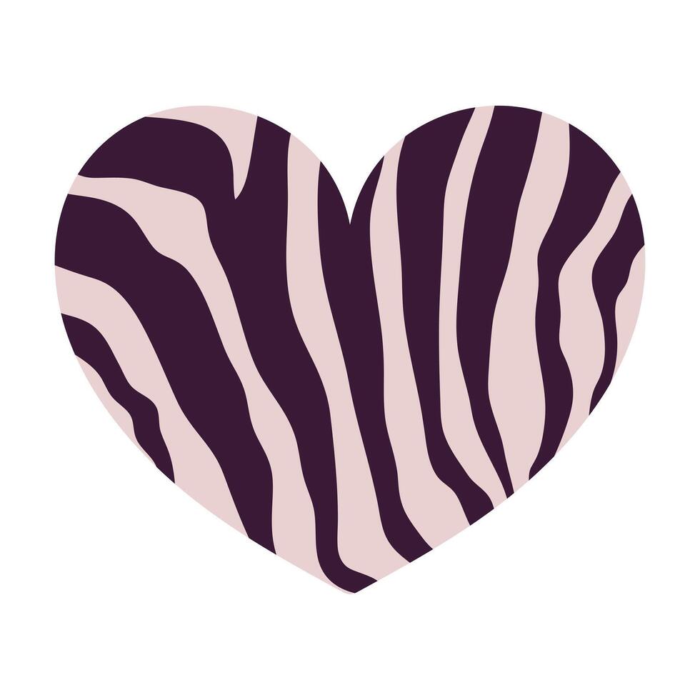 Heart with zebra print texture. Heart with animal pattern. Heart decoration. illustration vector