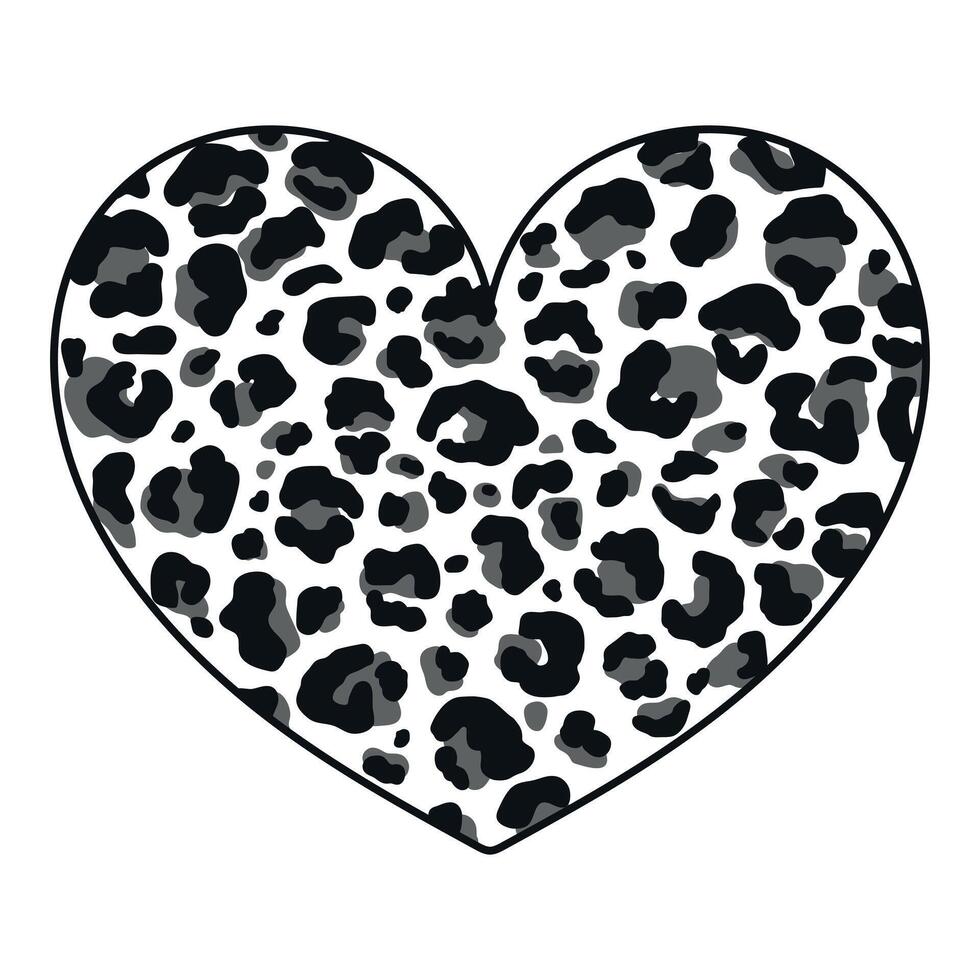Heart with snow leopard print texture. Heart with animal pattern. Heart decoration. illustration vector
