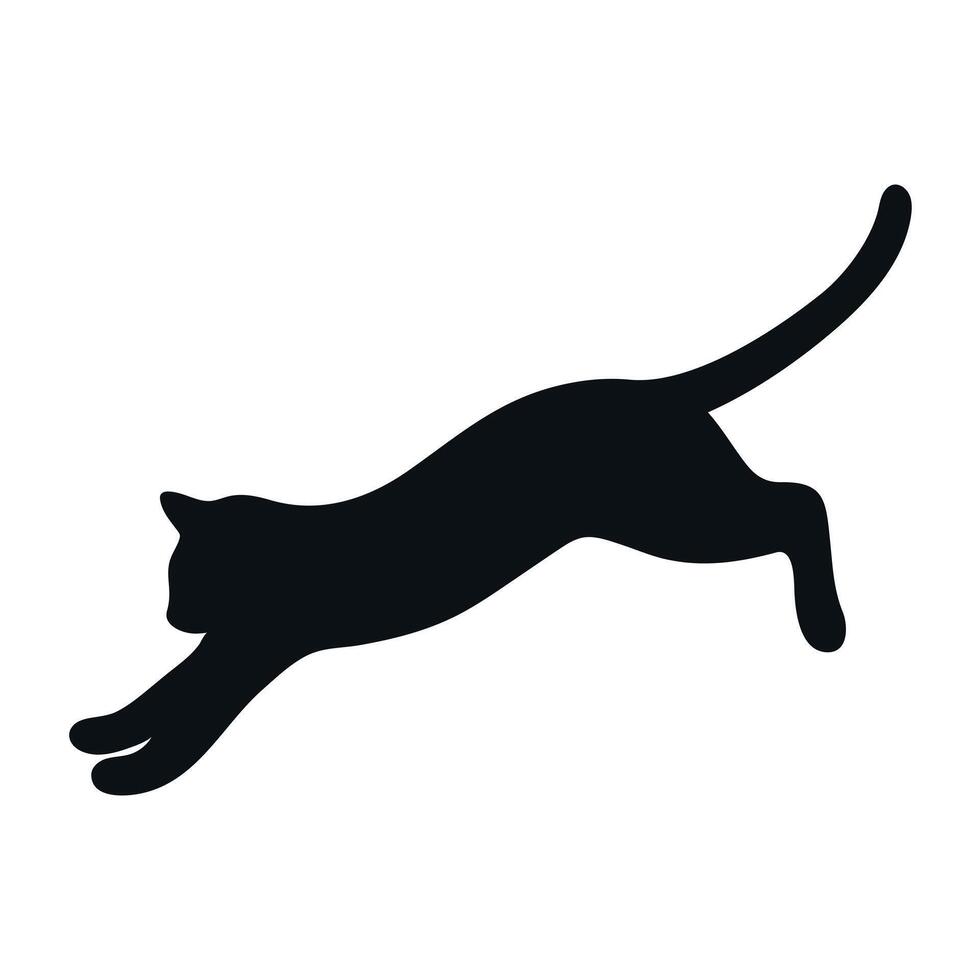 Jumping cat silhouette. Cat jumps. illustration vector