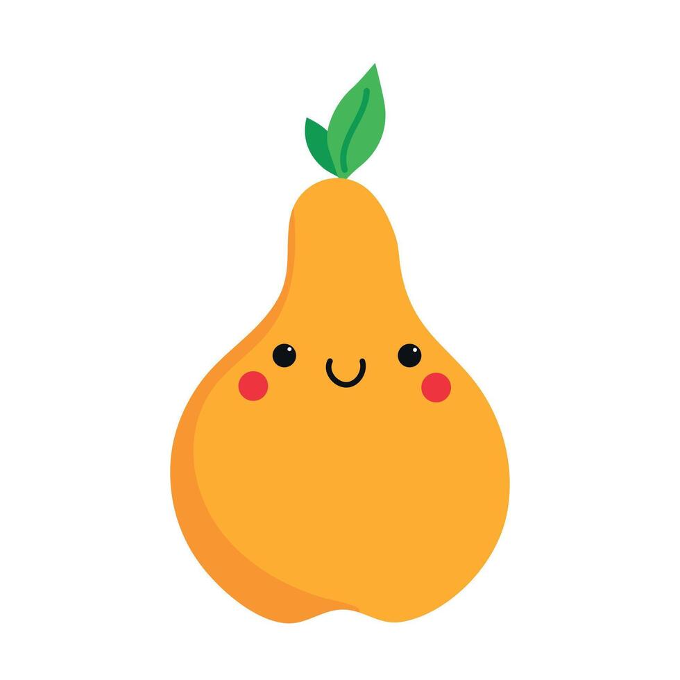 Cute cartoon smiling pear character. Childish style. Fruit icon. illustration vector