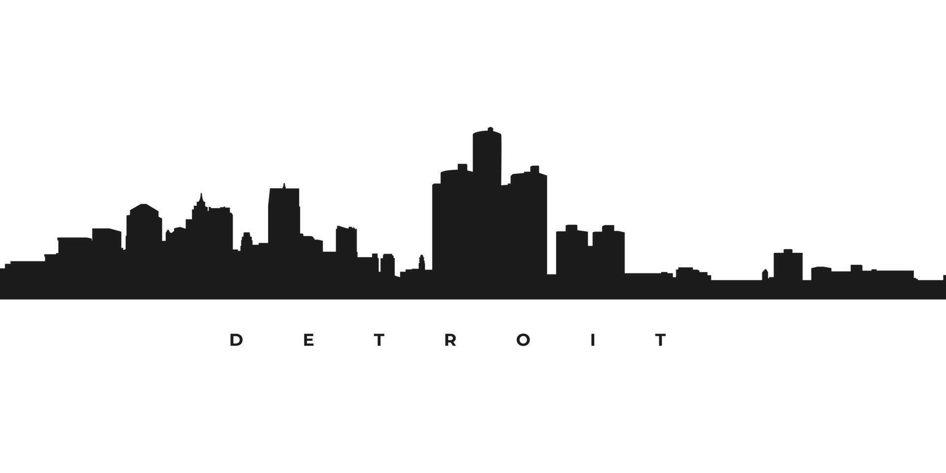 Detroit city skyline silhouette illustration. Michigan cityscape in horizontal view vector