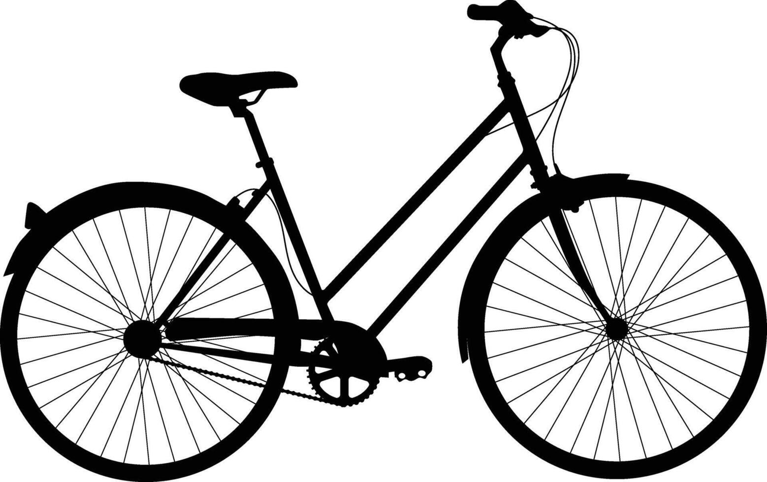 City step through bike side view silhouette illustration with detailed part vector