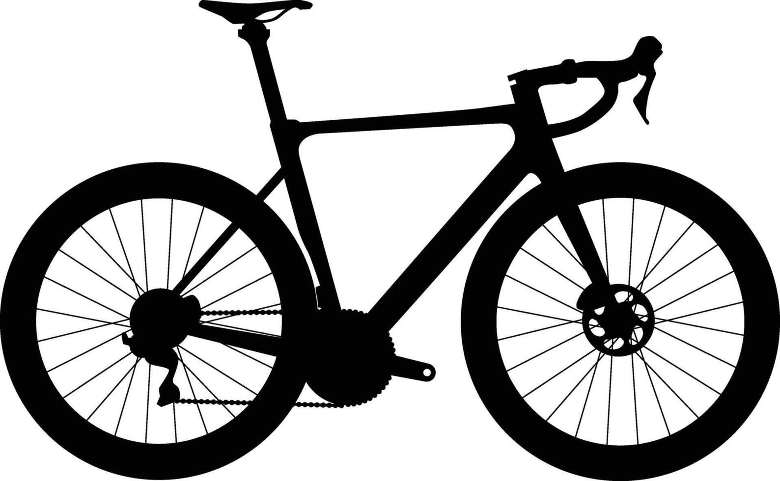 Road bike side view silhouette illustration with detailed part vector