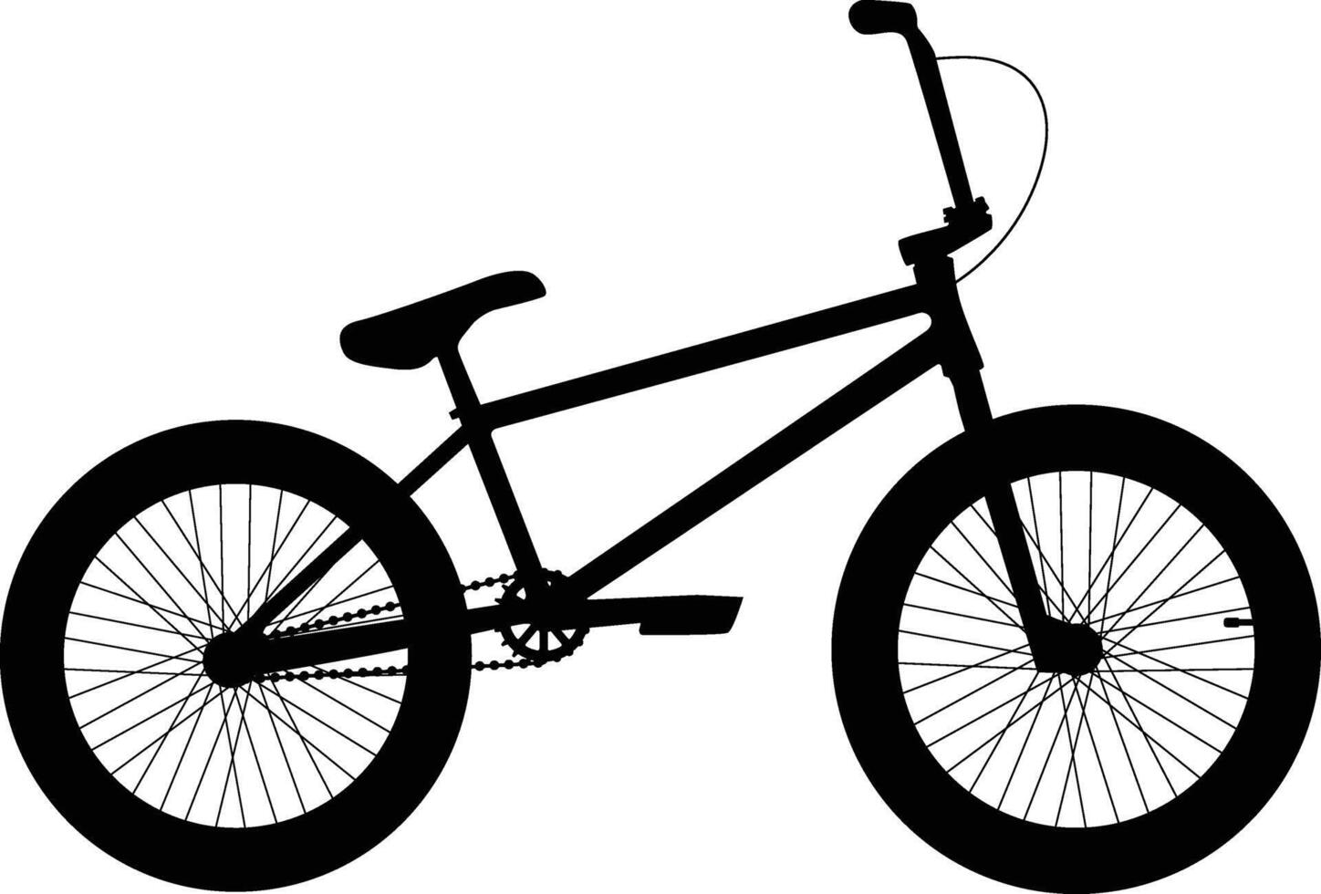 Bmx bike side view silhouette illustration with detailed part vector