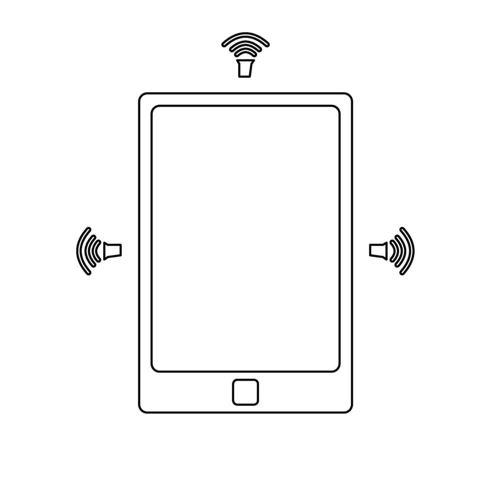 smartphone with sound music. phone icon with sound. phone icon line style vector