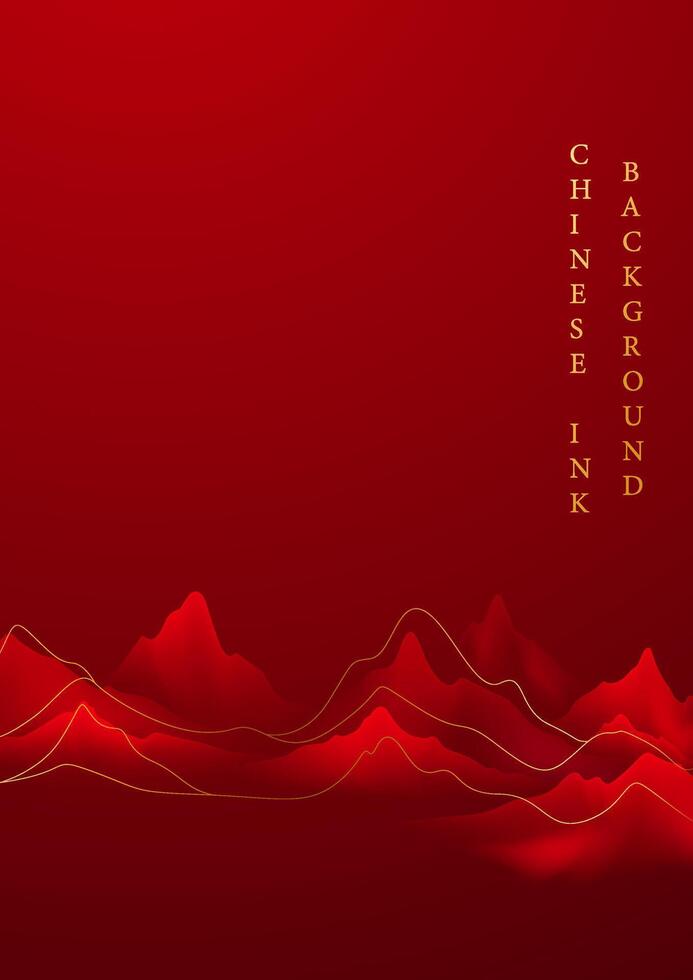 Modern design illustration of beautiful Chinese ink landscape painting. vector
