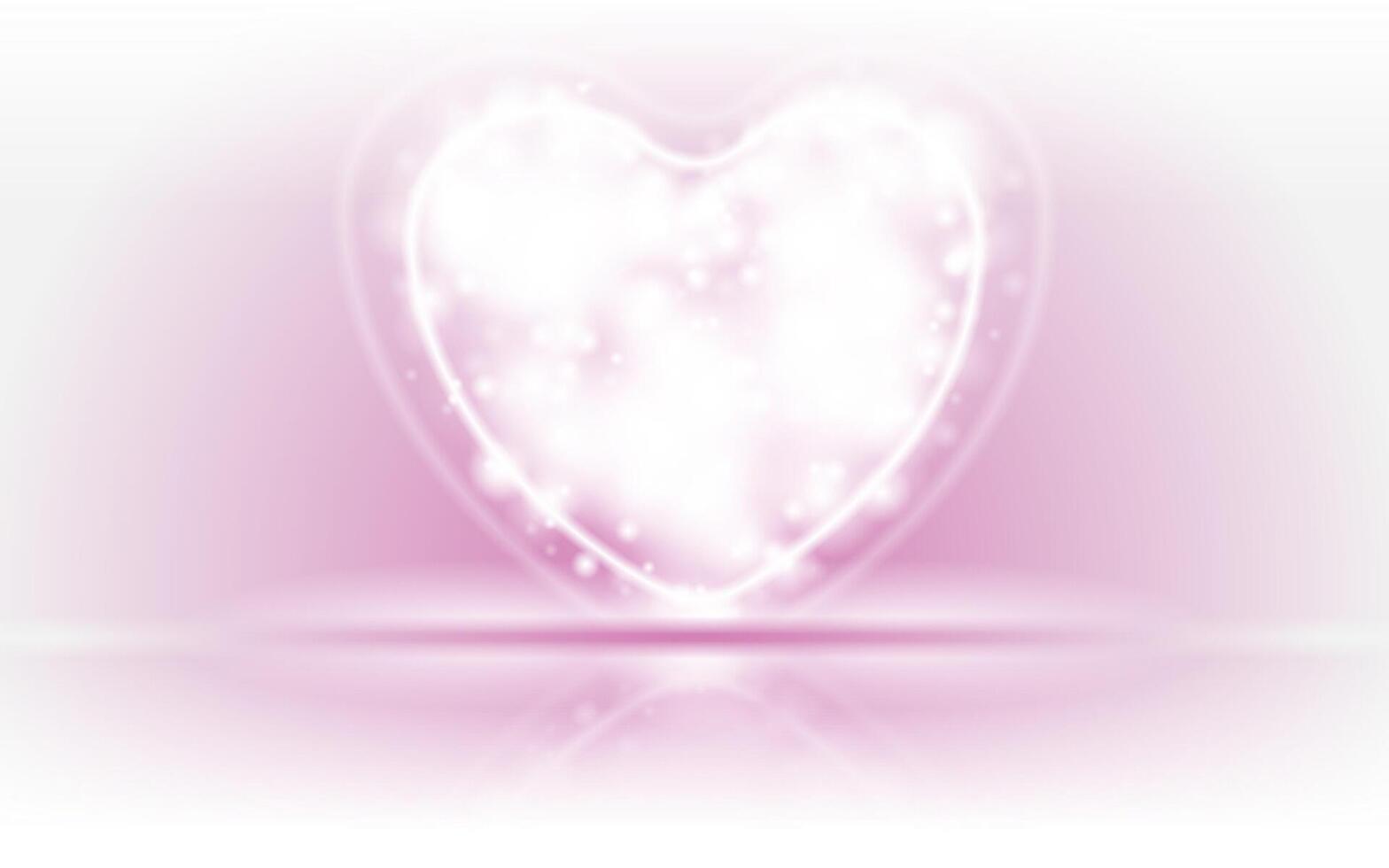Neon shiny pink heart with glowing lights abstract background vector