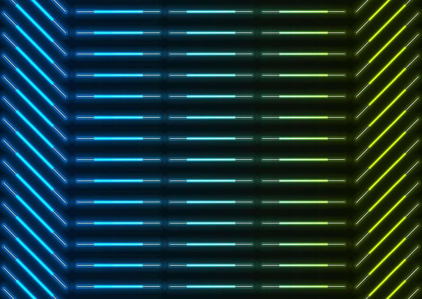 Vibrant green blue neon laser lines abstract pattern vector