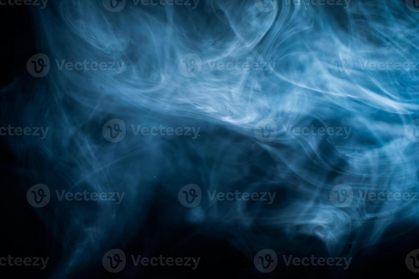 Smoke cloud on dark Background. Blue fog haze. photo