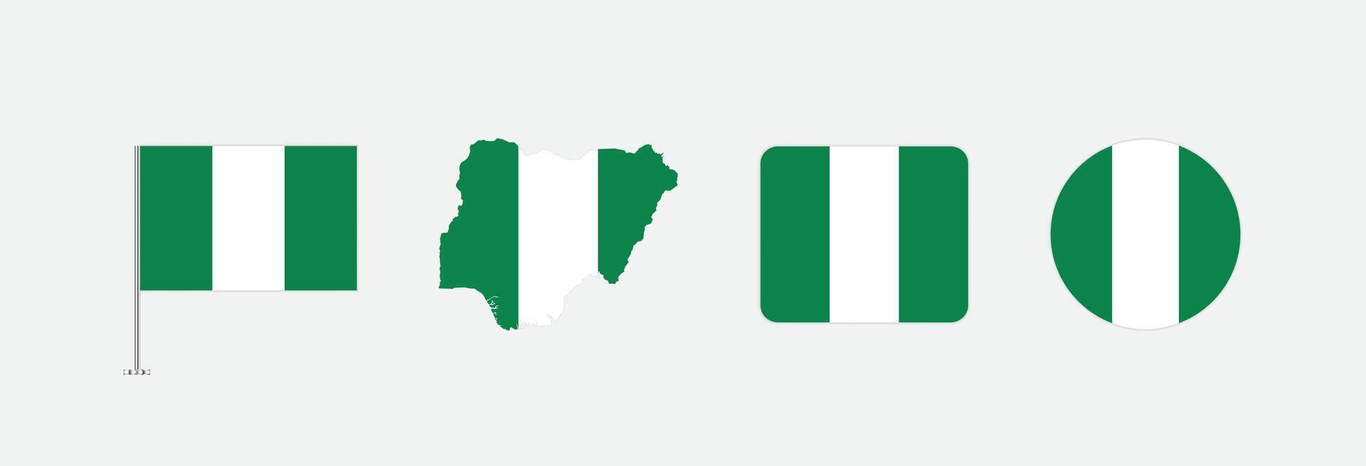 Nigeria flag. Set of Nigeria Flags Collection. vector