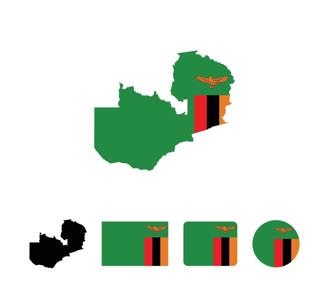 Zambia flag. Set of Zambia Flags Collection. vector
