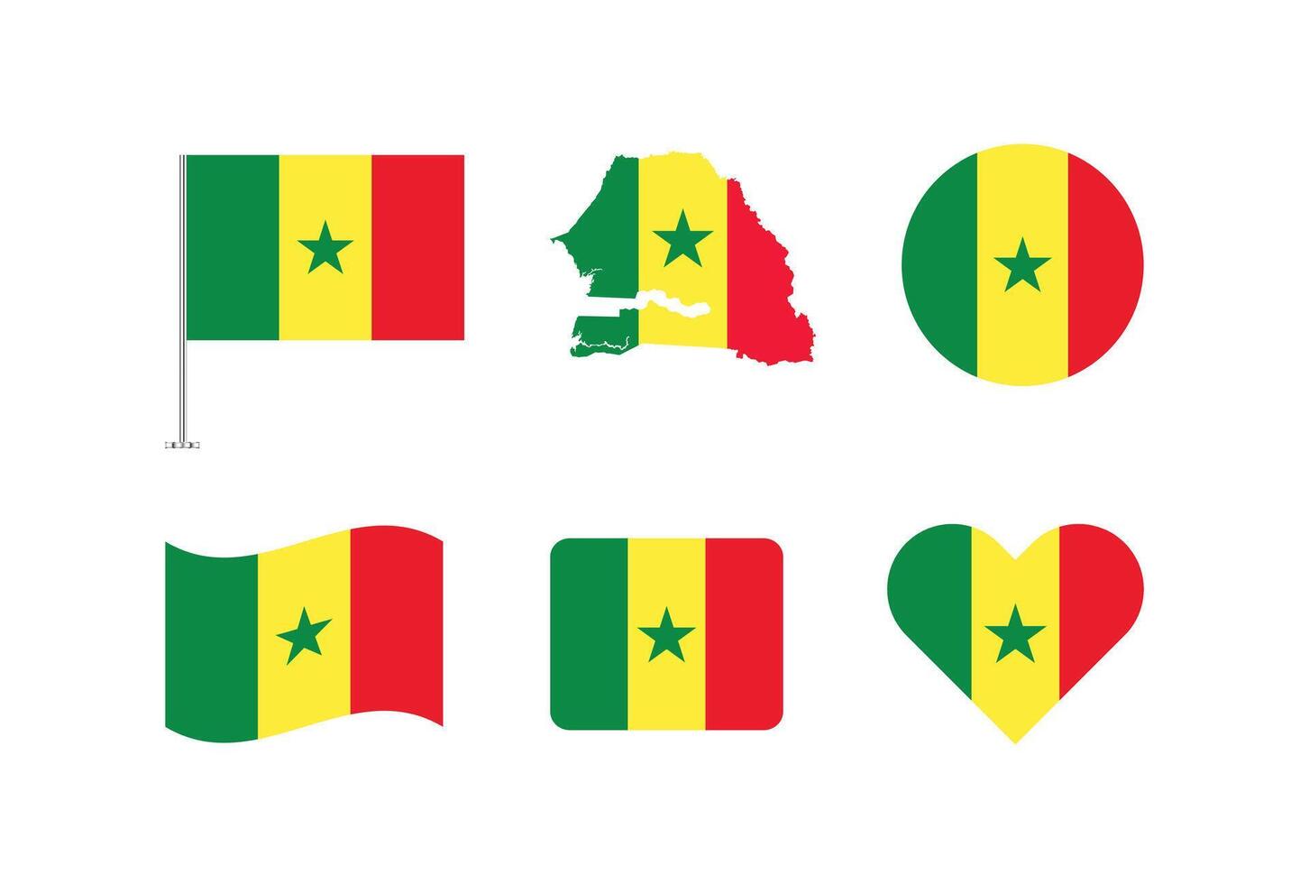 Senegal flag. Set of Senegal Flags Collection. vector