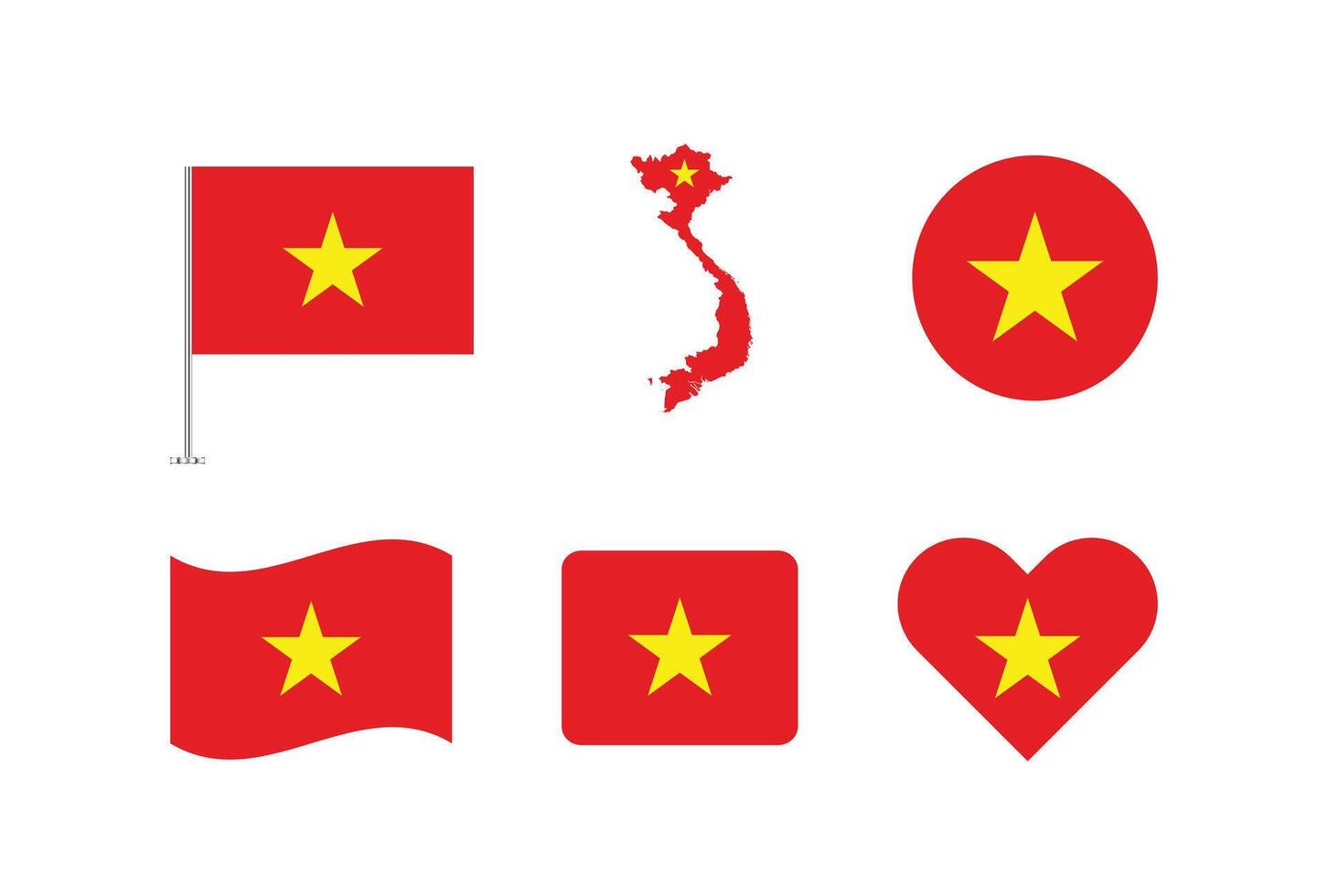 Vietnam flag. Set of Vietnam Flags Collection. vector