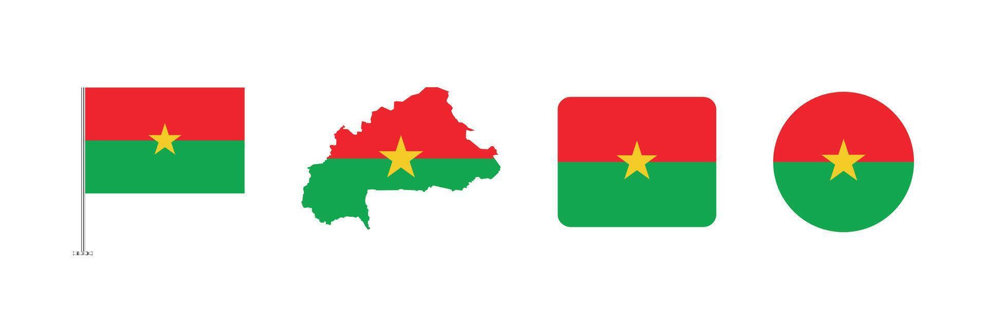 Burkina Faso flag. Set of Burkina Faso Flags Collection. vector