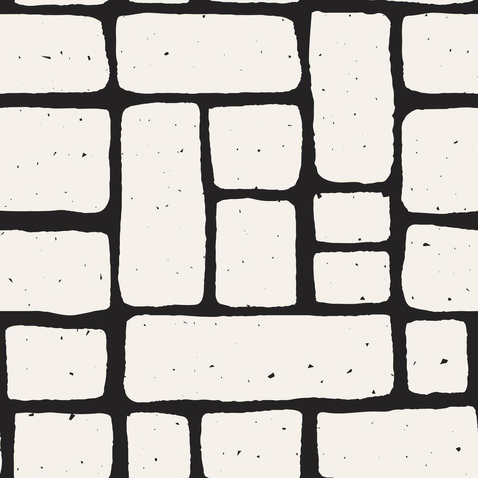 Black and White Brick Seamless Pattern with Grunge texture vector