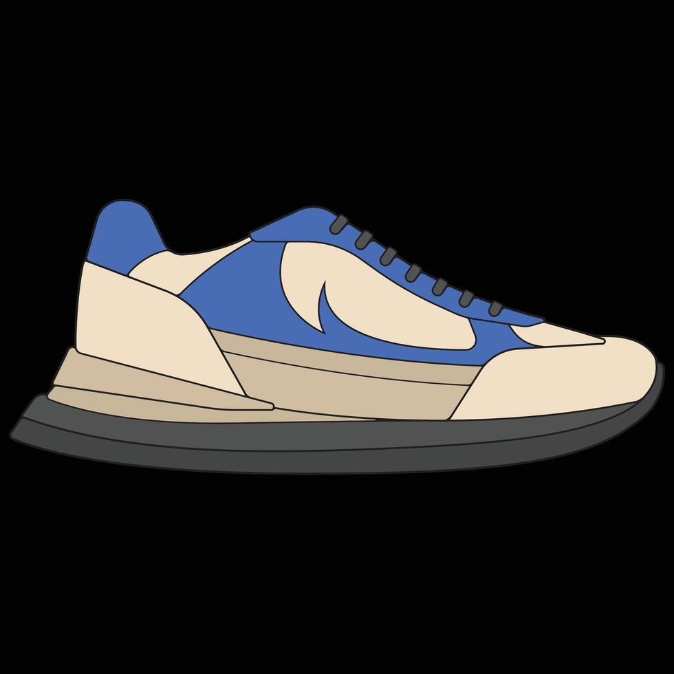 sneakers shoes for training, sneakers shoe illustration. Sneakers color full. vector