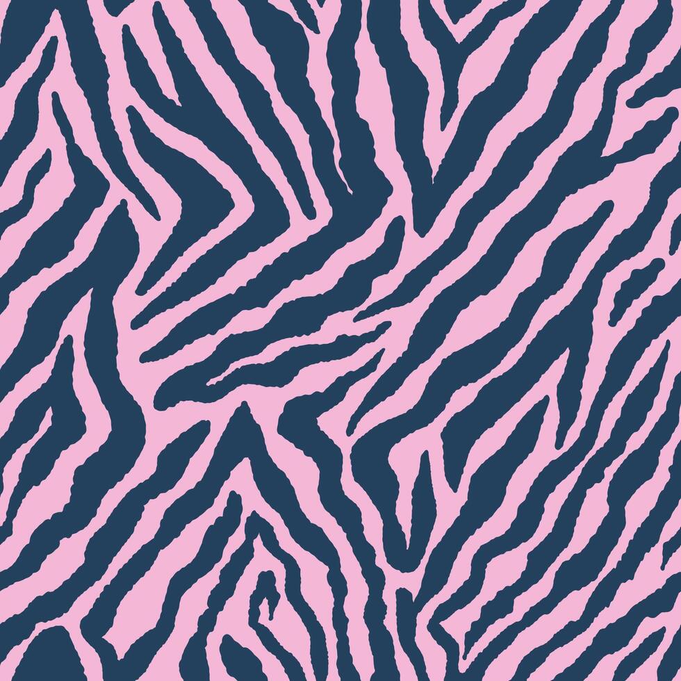 Seamless pattern with tiger stripes or zebra skin. African animal print. Trendy modern print for fabric, wallpaper, packaging paper, backgrounds and decor. Hand drawn illustration. vector