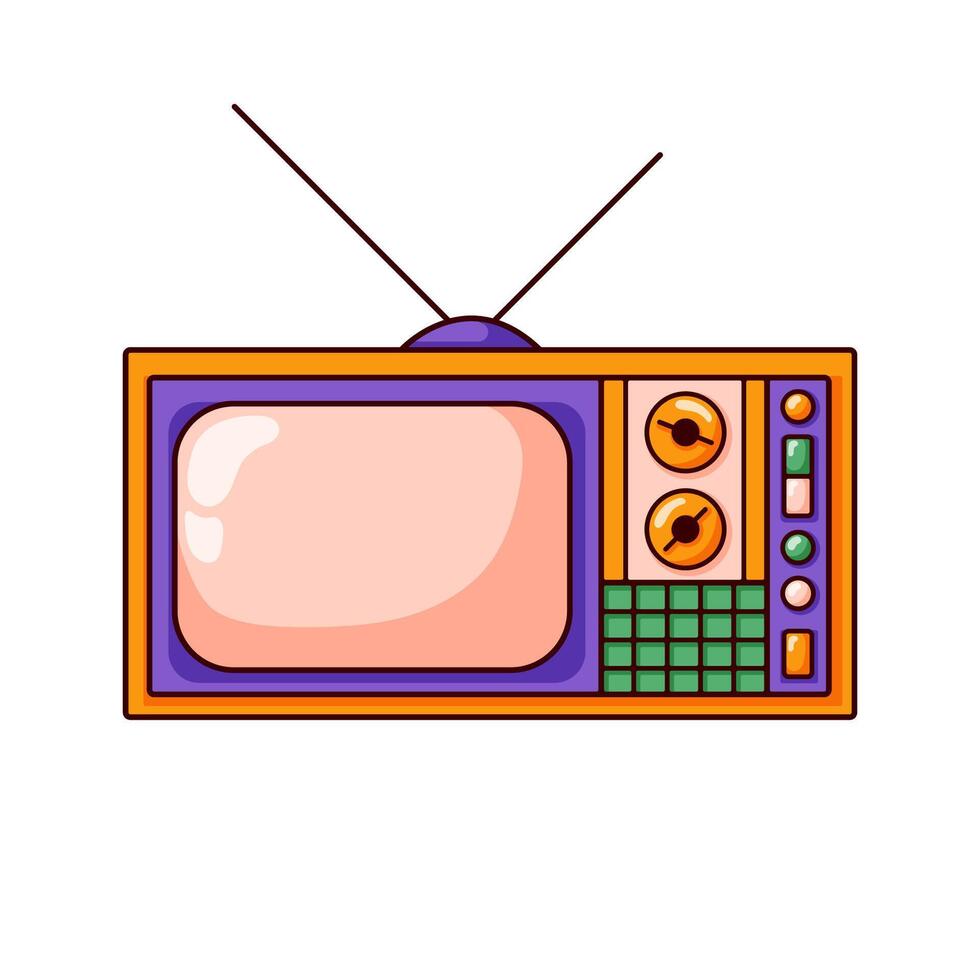 Vintage TV symbol in cartoon style. Web logo for retro design. illustration isolated on a white background. vector