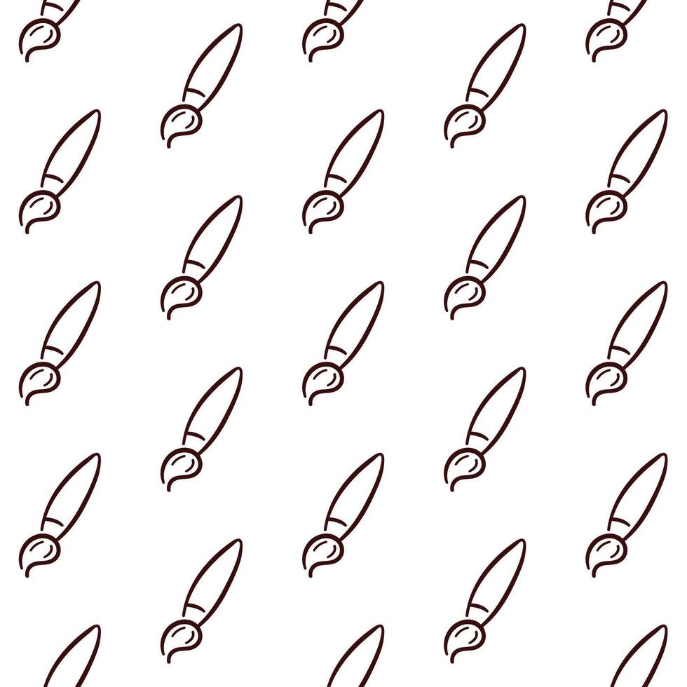 Paint brush seamless pattern in doodle style. Hand drawn wallpaper design for art, paint and stationary shop. illustration on a white background. vector