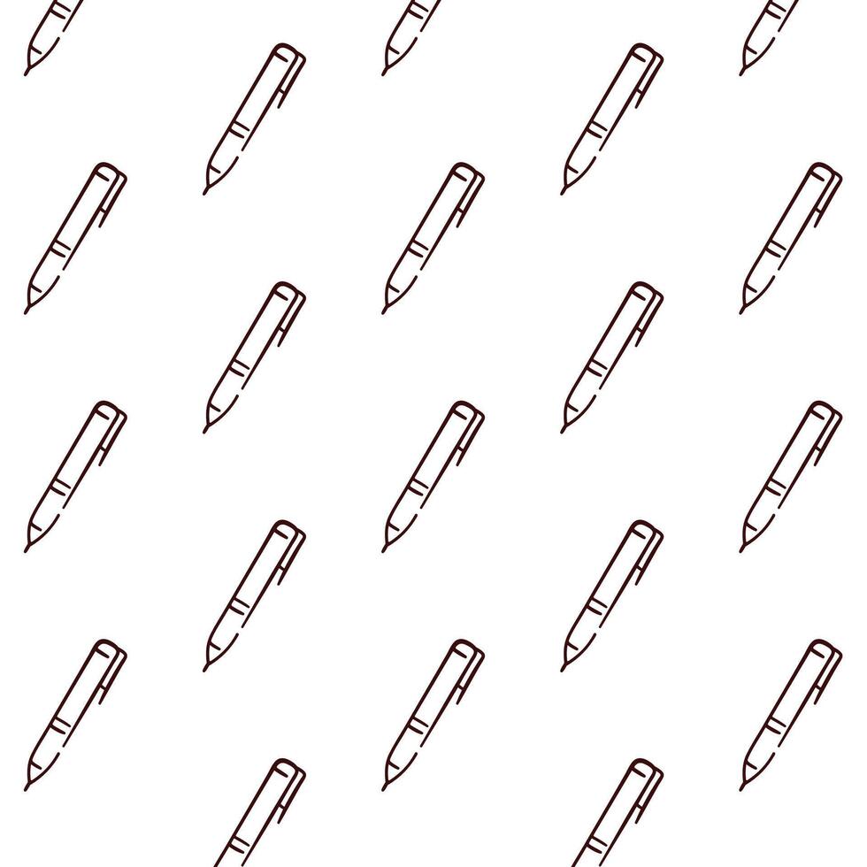 Pen seamless pattern in simple doodle style. Hand drawn wallpaper design for school. illustration on a white background. vector
