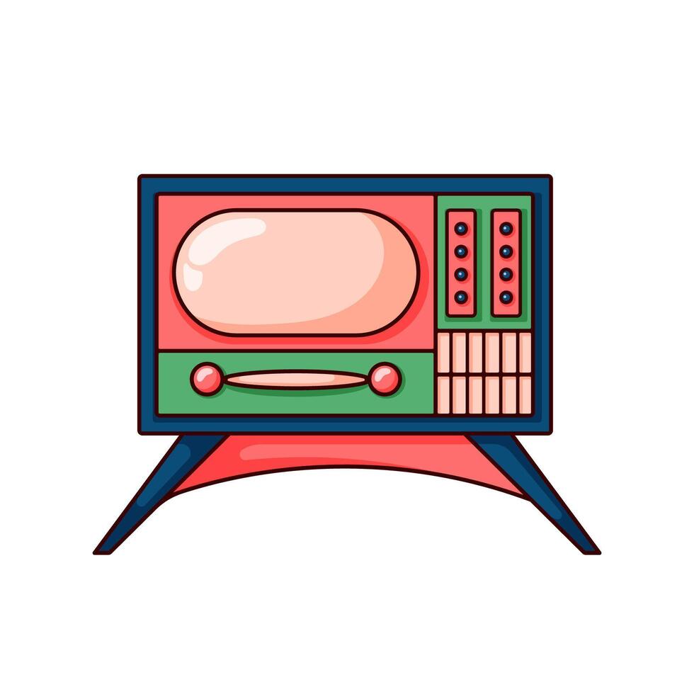 Retro TV icon in cartoon style. Vintage electronic colorful device. illustration isolated on a white background. vector