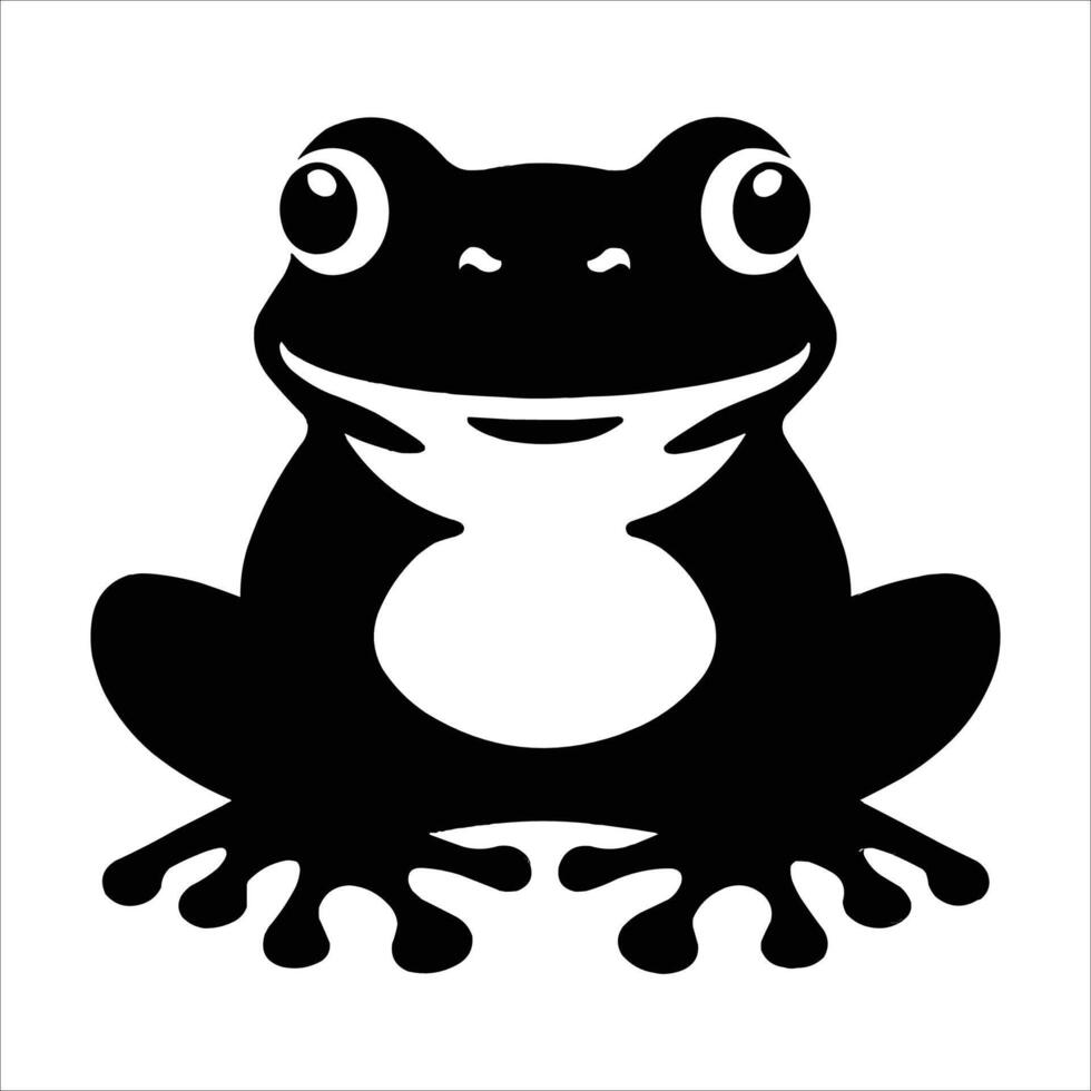 Frog Silhouette isolated on white background sitting frog shape icon vector