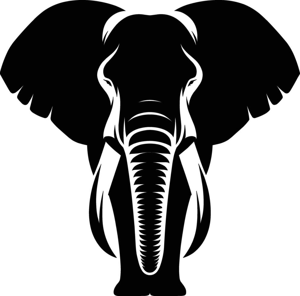 Elephant front facing Silhouette isolated on white background Minimalist elephant shape icon vector
