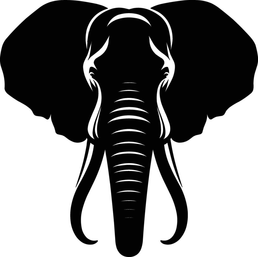 Elephant front facing Silhouette isolated on white background Minimalist elephant shape icon vector