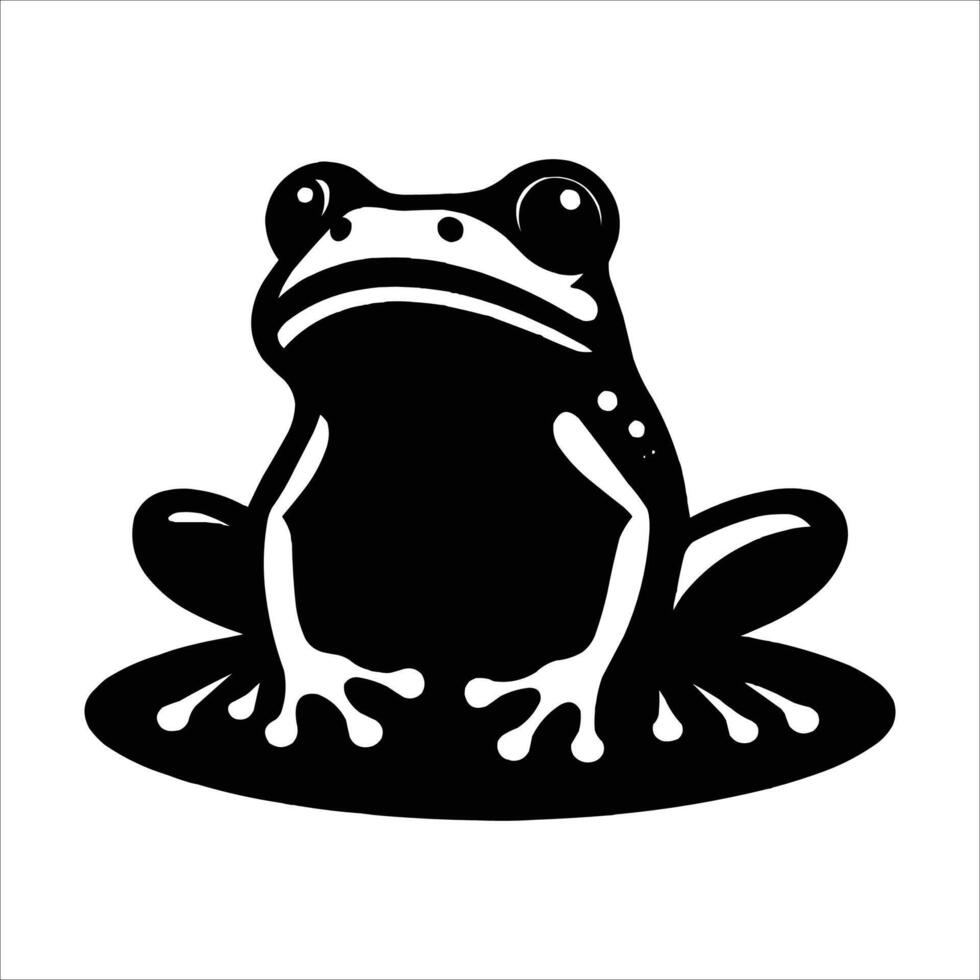 Frog Silhouette isolated on white background sitting frog shape icon vector