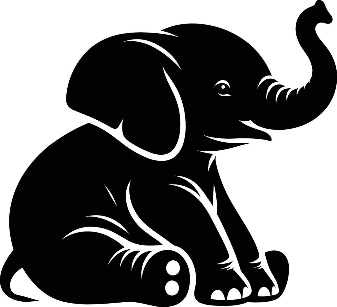 Baby Elephant Silhouette isolated on white background Minimalist elephant shape icon vector