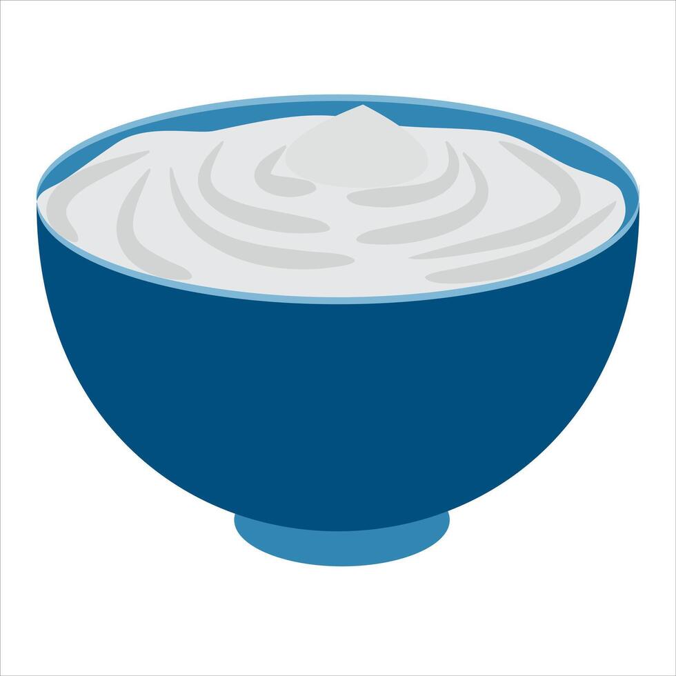A bowl of yogurt with a cream in it vector