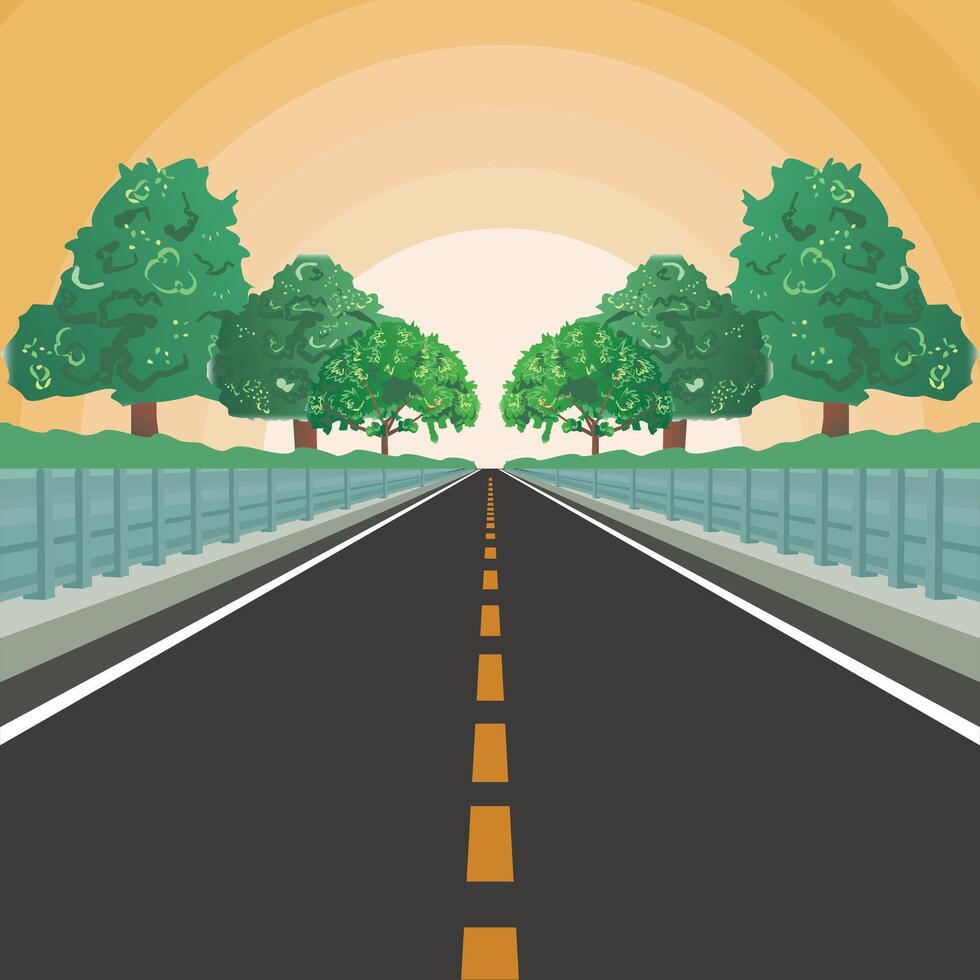 Background scene with trees along the road vector