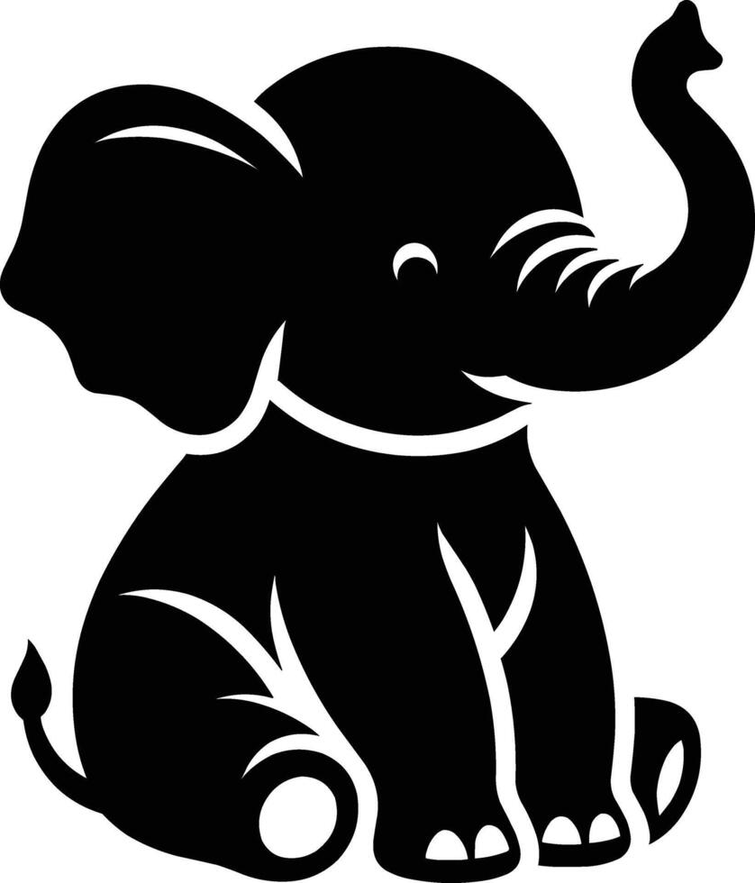 Baby Elephant Silhouette isolated on white background Minimalist elephant shape icon vector