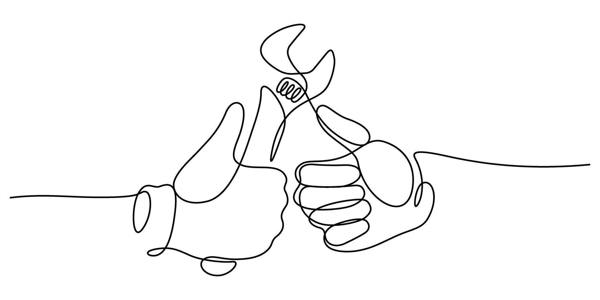 hand of customer with maintenance service trusting one line vector