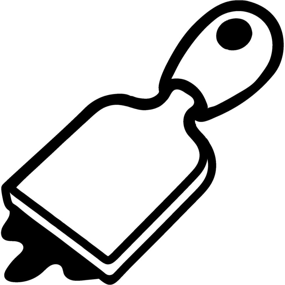 Construction spatula levels surface in monochrome. Construction tool for applying putty. Simple minimalistic in black ink drawing on white background vector