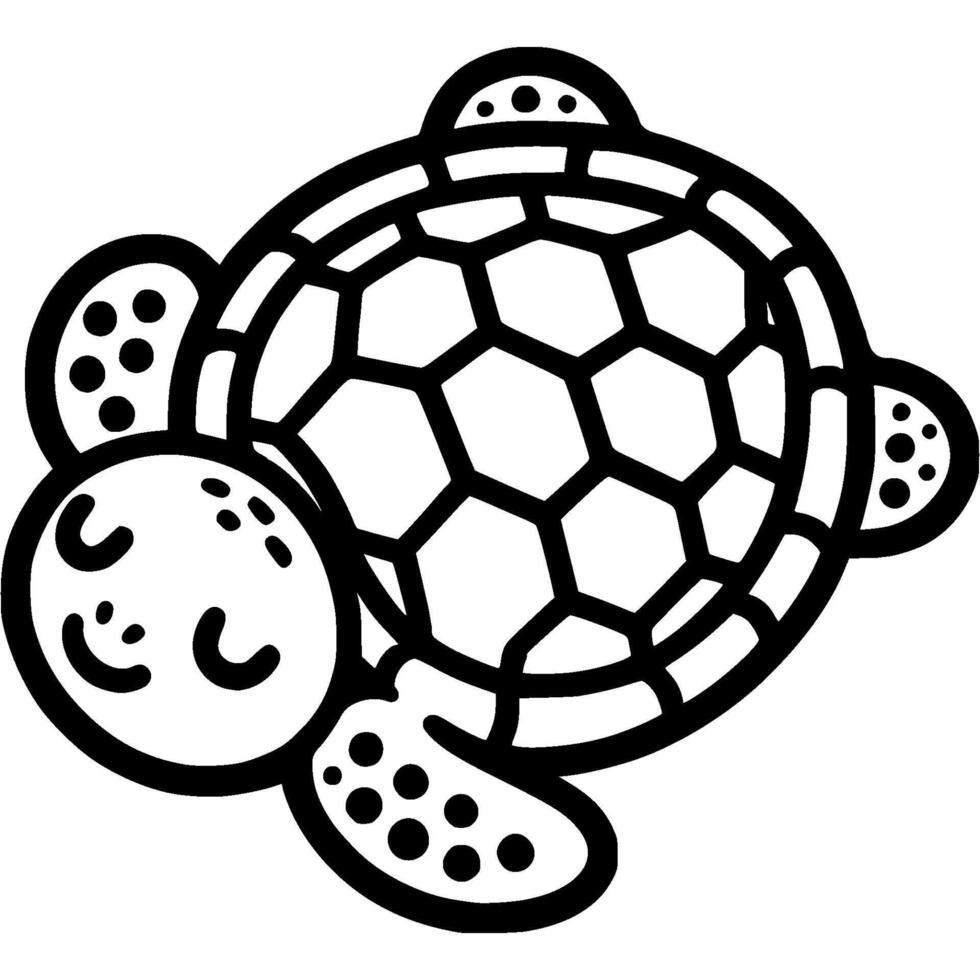 Newborn baby green sea turtle in monochrome. Little sleeping turtle. Simple minimalistic in black ink drawing on white background vector