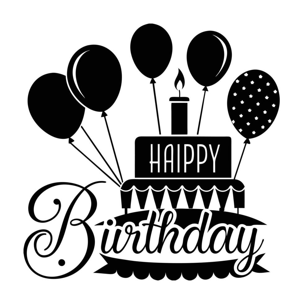 Hand drawn black and white birthday greeting card banner design vector
