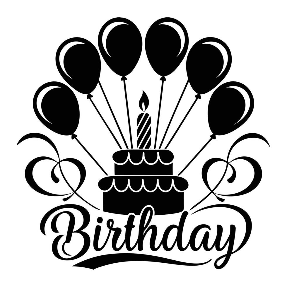 Hand drawn black and white birthday greeting card banner design vector