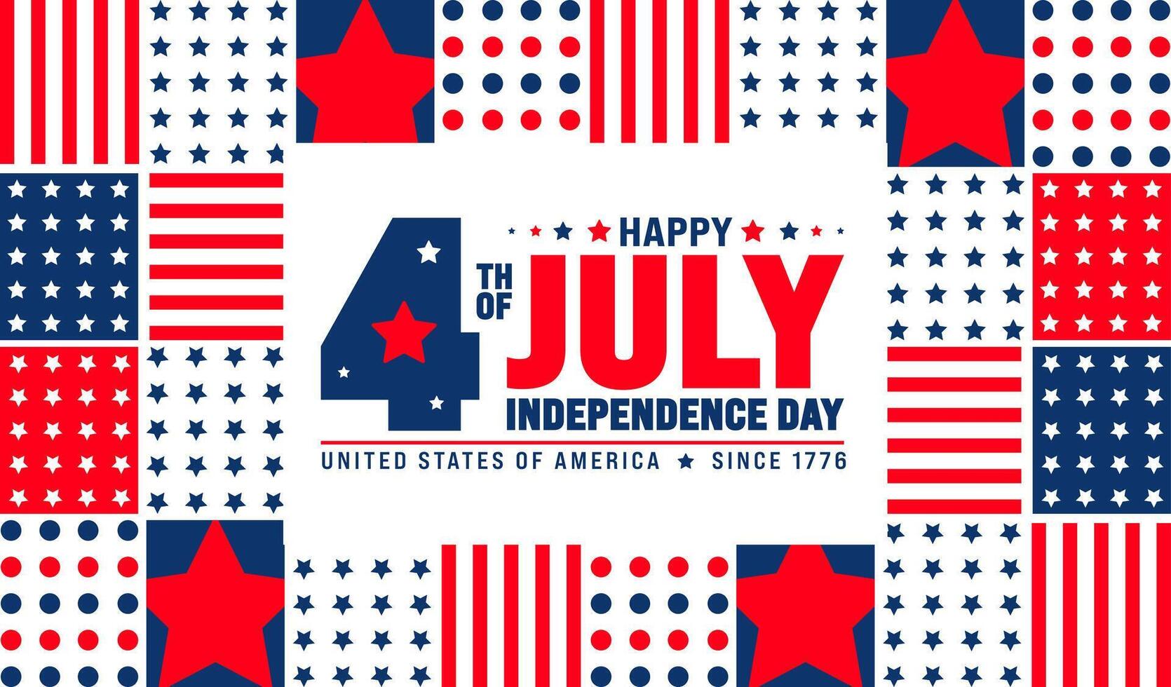 4th of July happy independence day geometric shape pattern background or banner design template. United States of America Independence Day Celebration. use to poster, card, placard, book cover design. vector