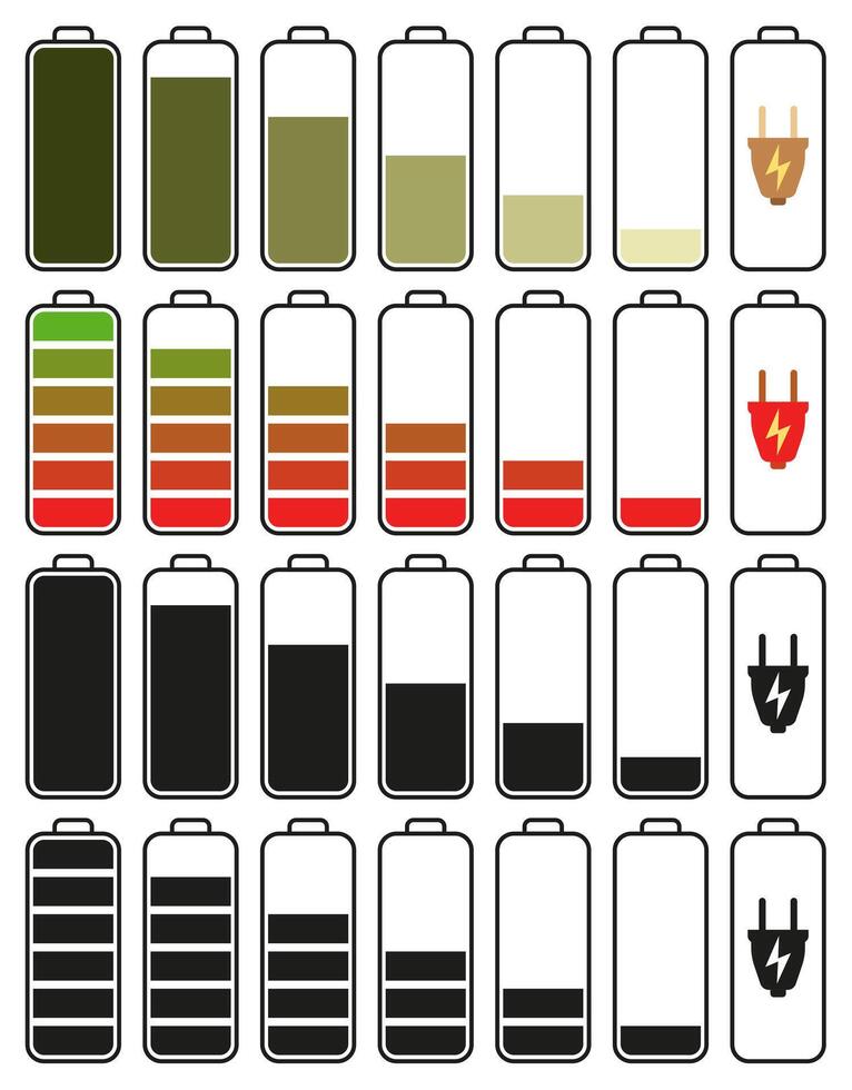 Battery charge indicator icon set. Battery charge. illustration. vector