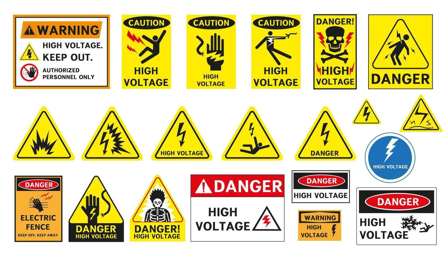 High voltage danger signs. graphics. vector