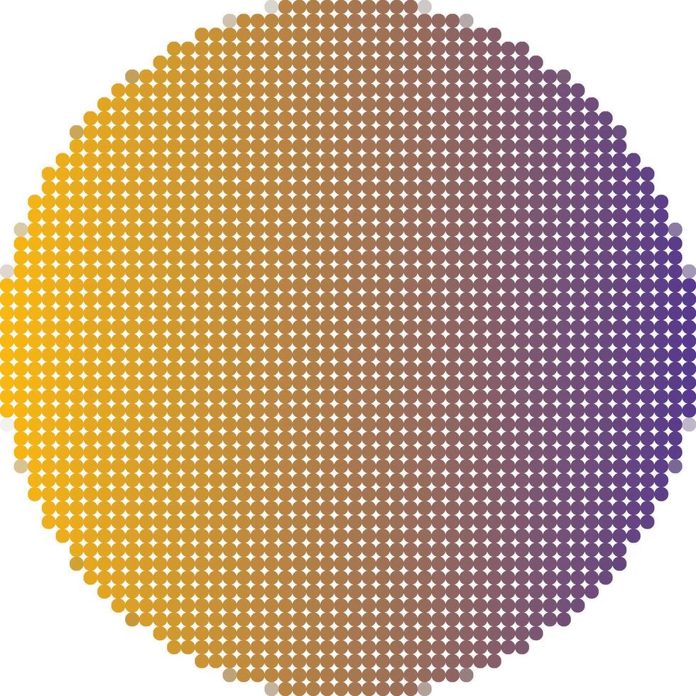 A circle of dots with a yellow and purple background vector