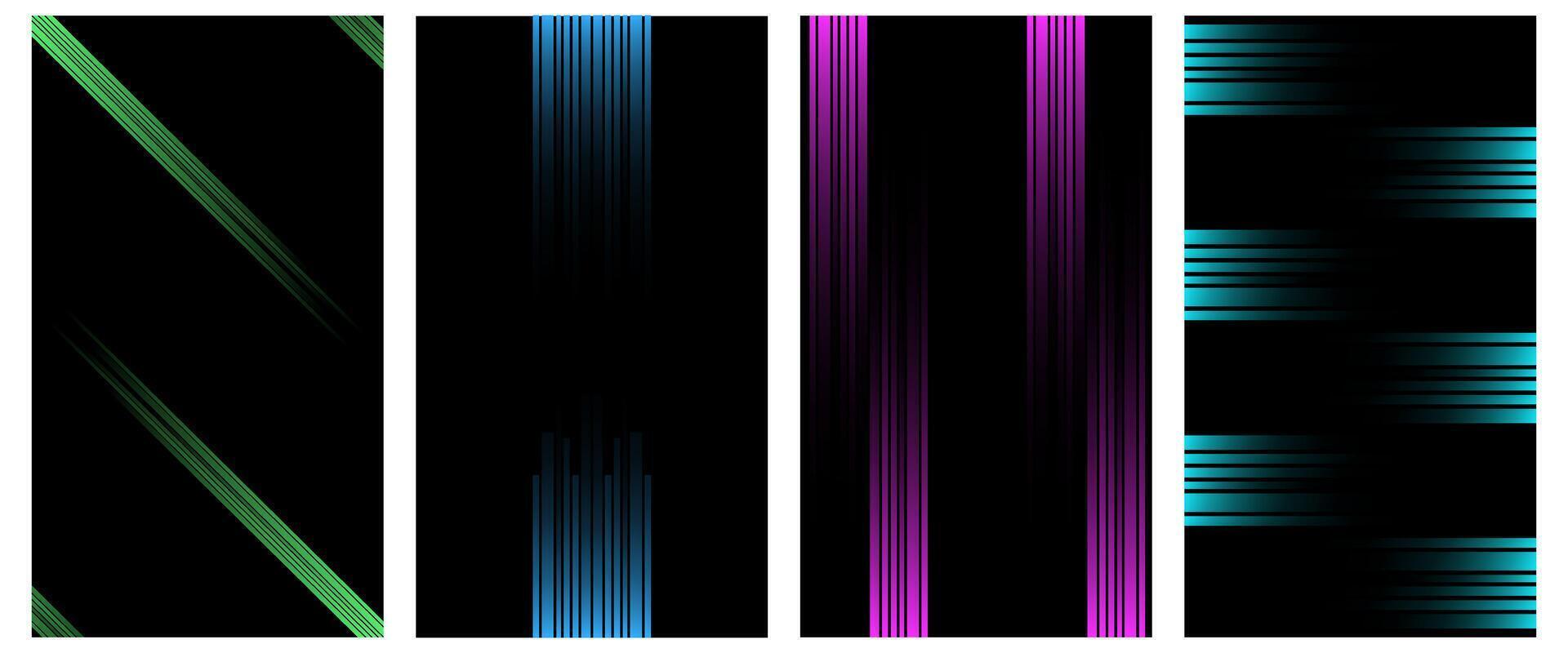 Abstract Gradient Poster Background Set. A minimalist cover template with a bright perspective of a collection of geometric shapes. vector