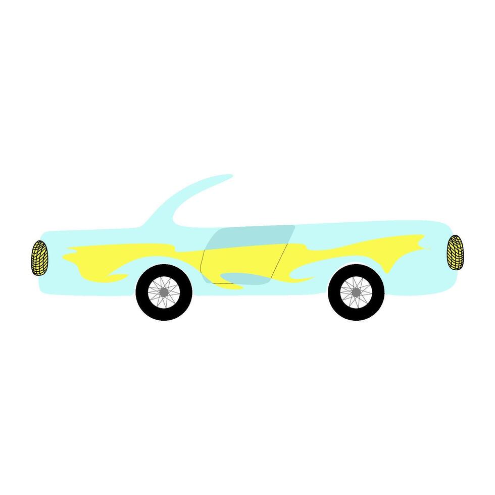 a cartoon car with yellow and blue paint vector