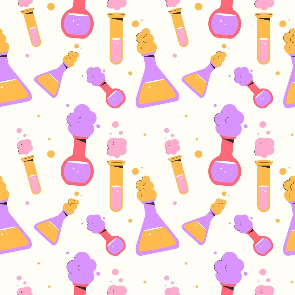 laboratory flasks seamless pattern vector